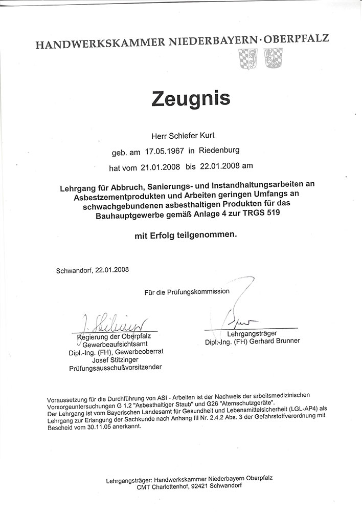 Zeugnis HWK